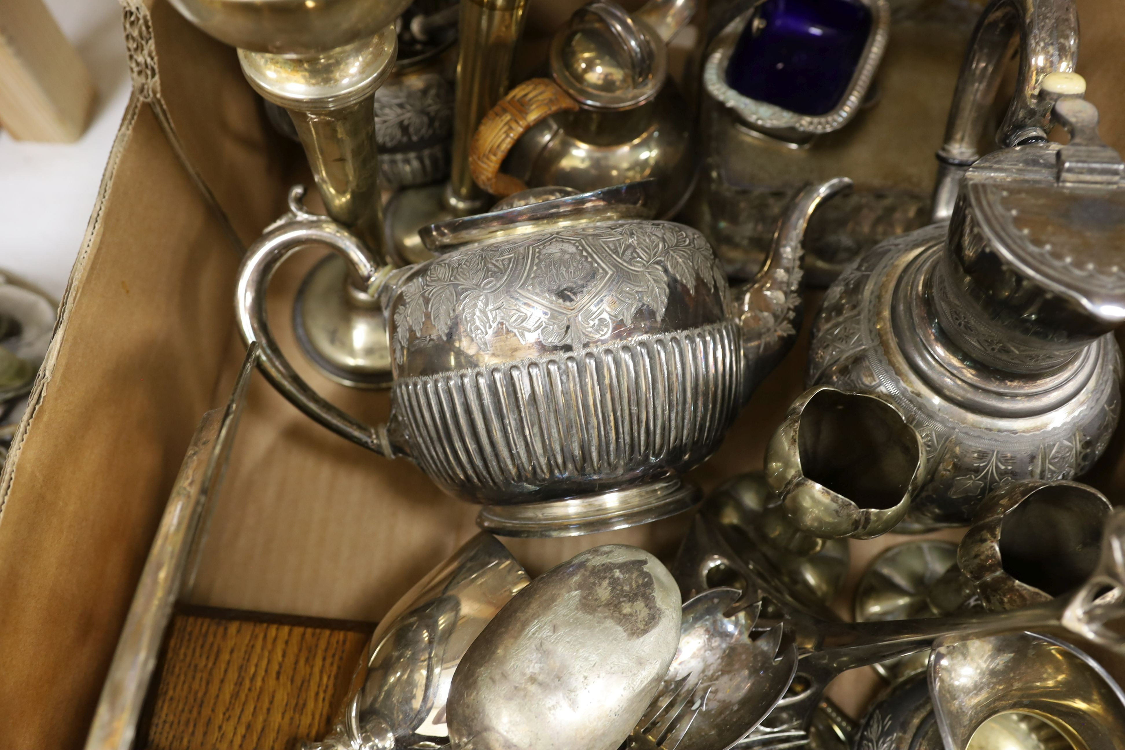 A quantity of silver plate etc.